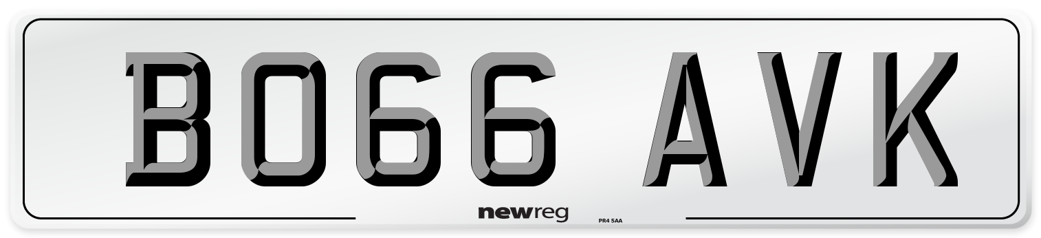 BO66 AVK Number Plate from New Reg